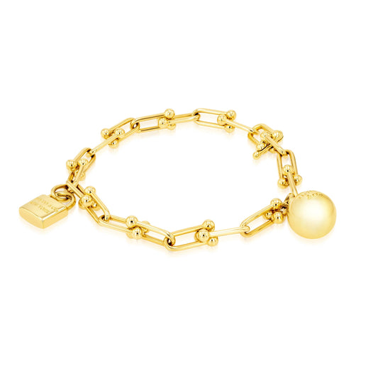 18K Pure Gold Elegant U-Link Bracelet