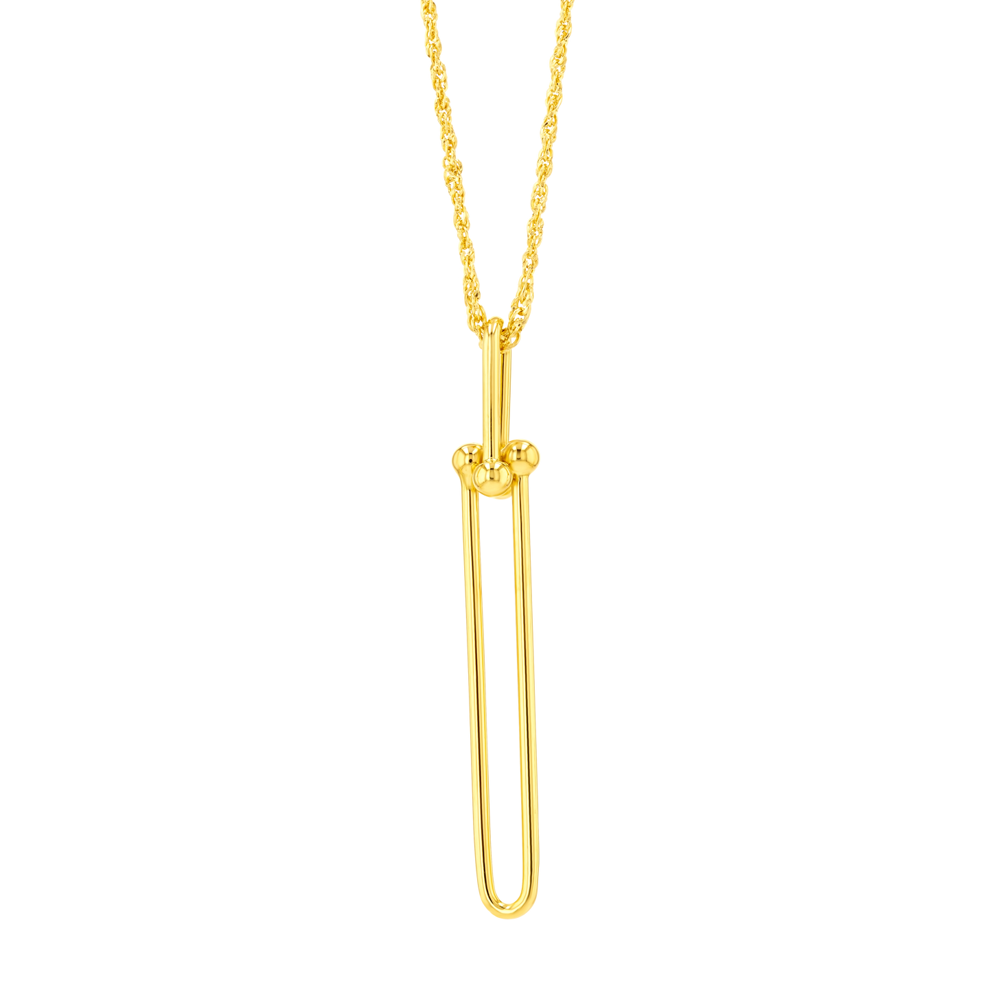 18K Pure Gold Long U-Link Necklace