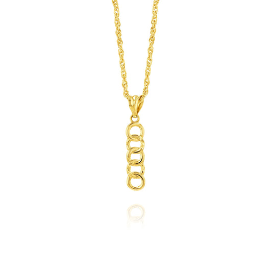 18K Pure Gold Hanging Circles Necklace