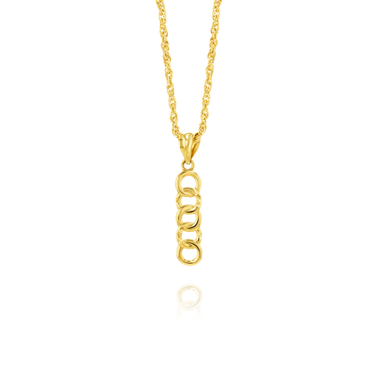 18K Pure Gold Hanging Circles Necklace