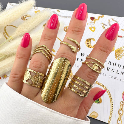 Snake Ring, 18K Gold Plated Steel