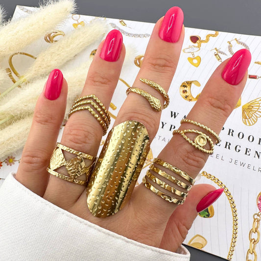 Snake Ring, 18K Gold Plated Steel