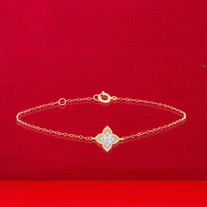 18K Pure Gold White Flower Bracelet