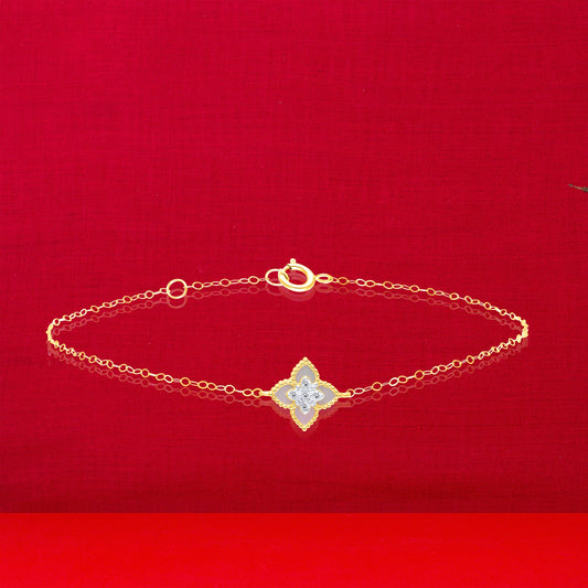 18K Pure Gold White Flower Bracelet