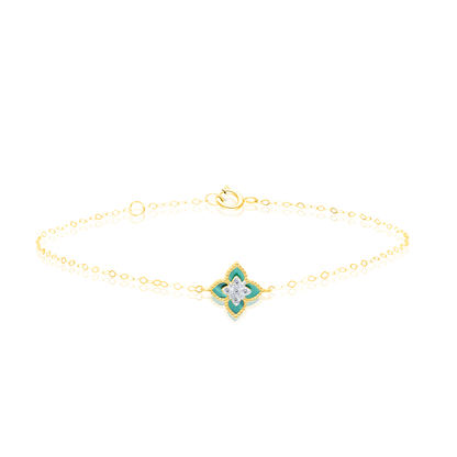 18K Pure Gold Green Flower Jewelry Set