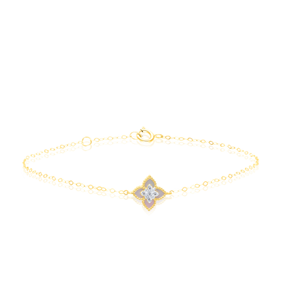 18K Pure Gold White Flower Bracelet