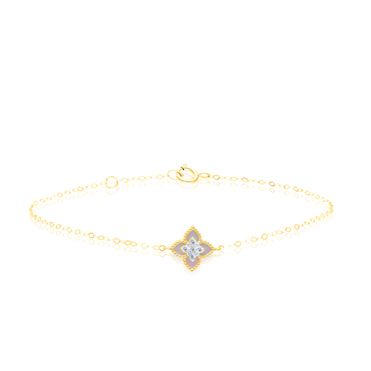 18K Pure Gold White Flower Bracelet