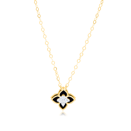 18K Pure Gold Black Flower Jewelry Set