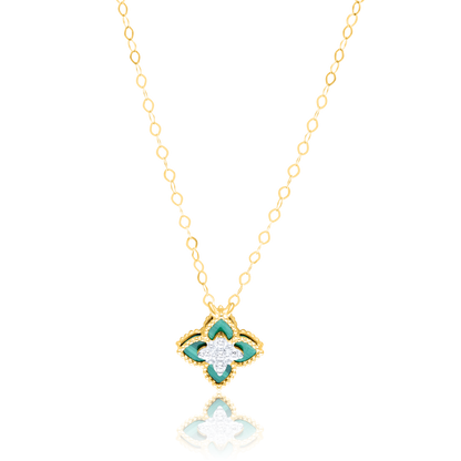 18K Pure Gold Green Flower Jewelry Set