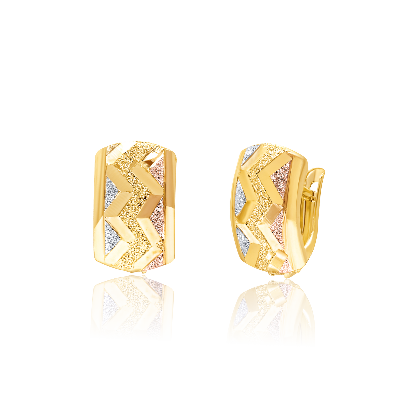 18K Pure Gold Curved Clip Earring Set
