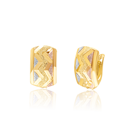 18K Pure Gold Curved Clip Earring Set