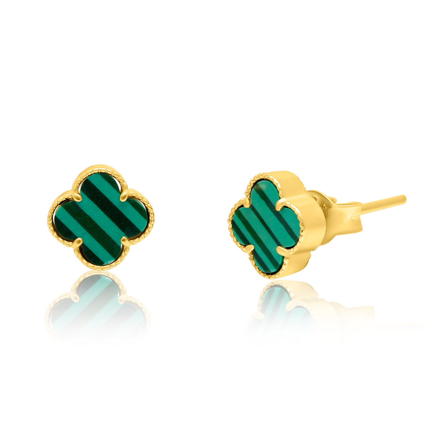 18K Pure Gold V.C Green Earring Set