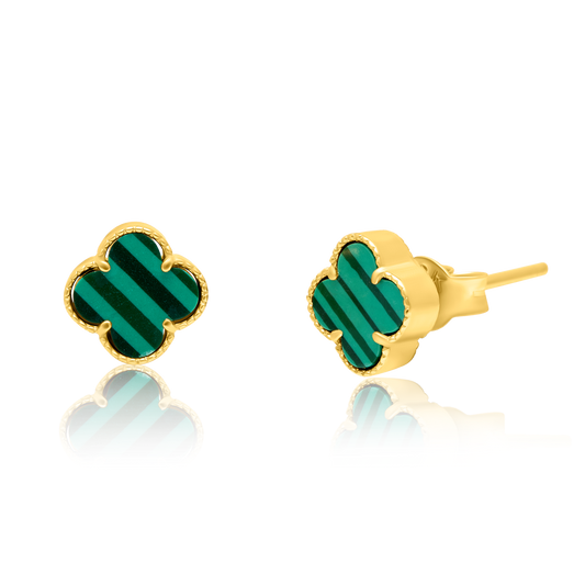 18K Pure Gold V.C Green Earring Set