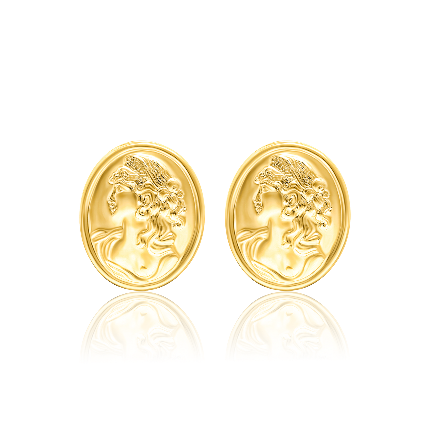 18K Pure Gold Queen Design Earring Set