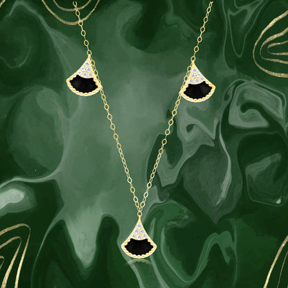 18K Pure Gold Black Charm Necklace