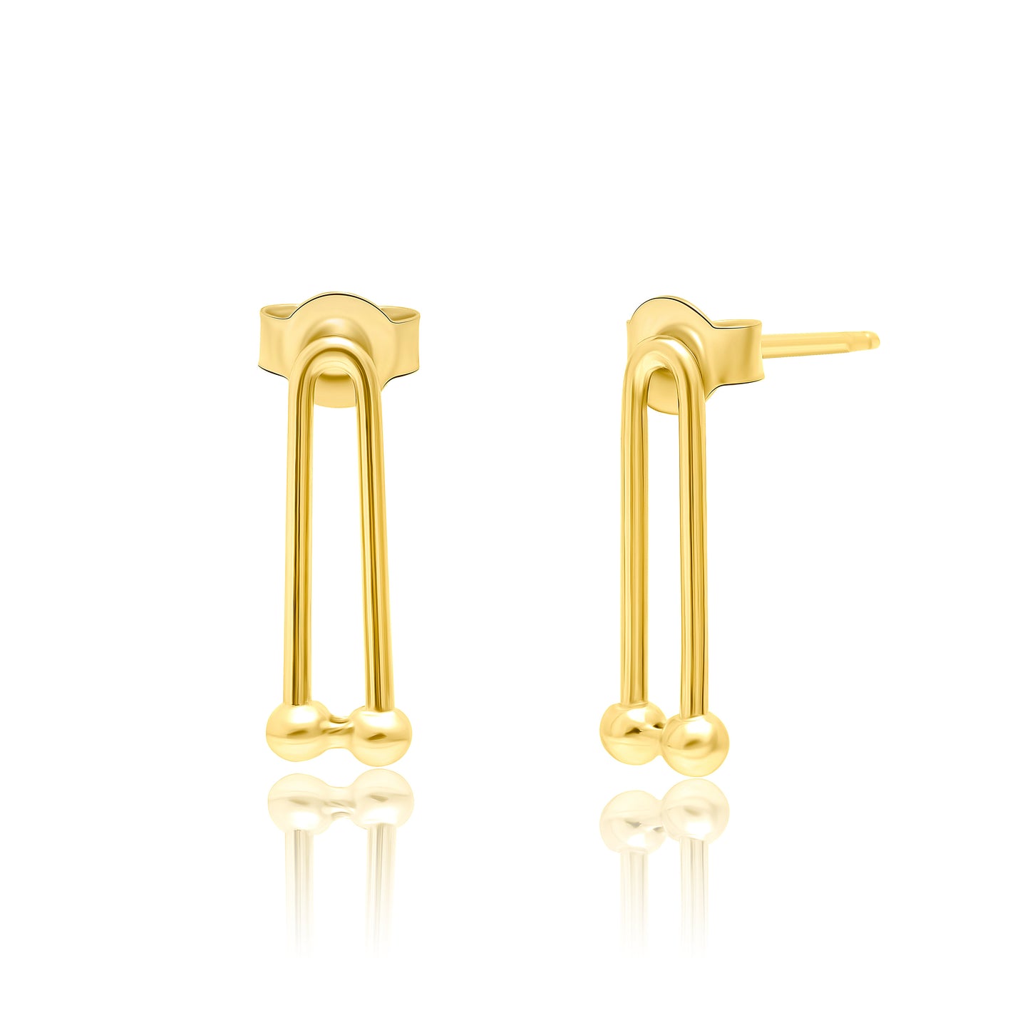 18K Pure Gold U-Linked Earring Set