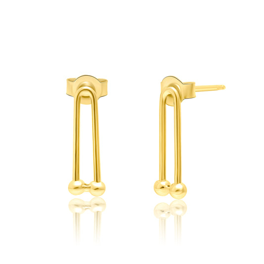 18K Pure Gold U-Linked Earring Set
