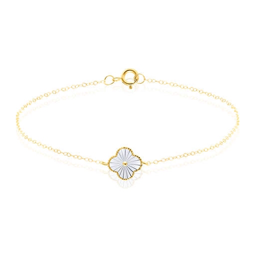 18K Pure Gold White Flower Bracelet