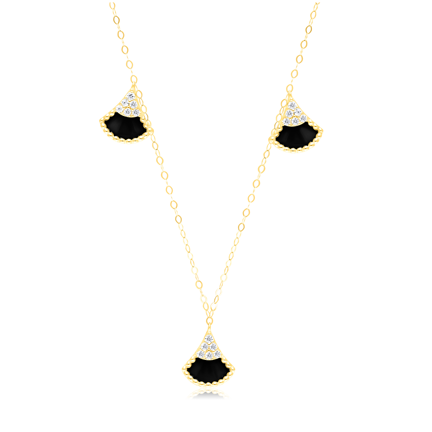 18K Pure Gold Black Charm Necklace
