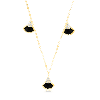18K Pure Gold Black Charm Necklace