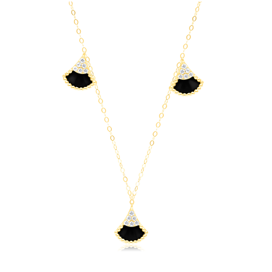 18K Pure Gold Black Charm Necklace