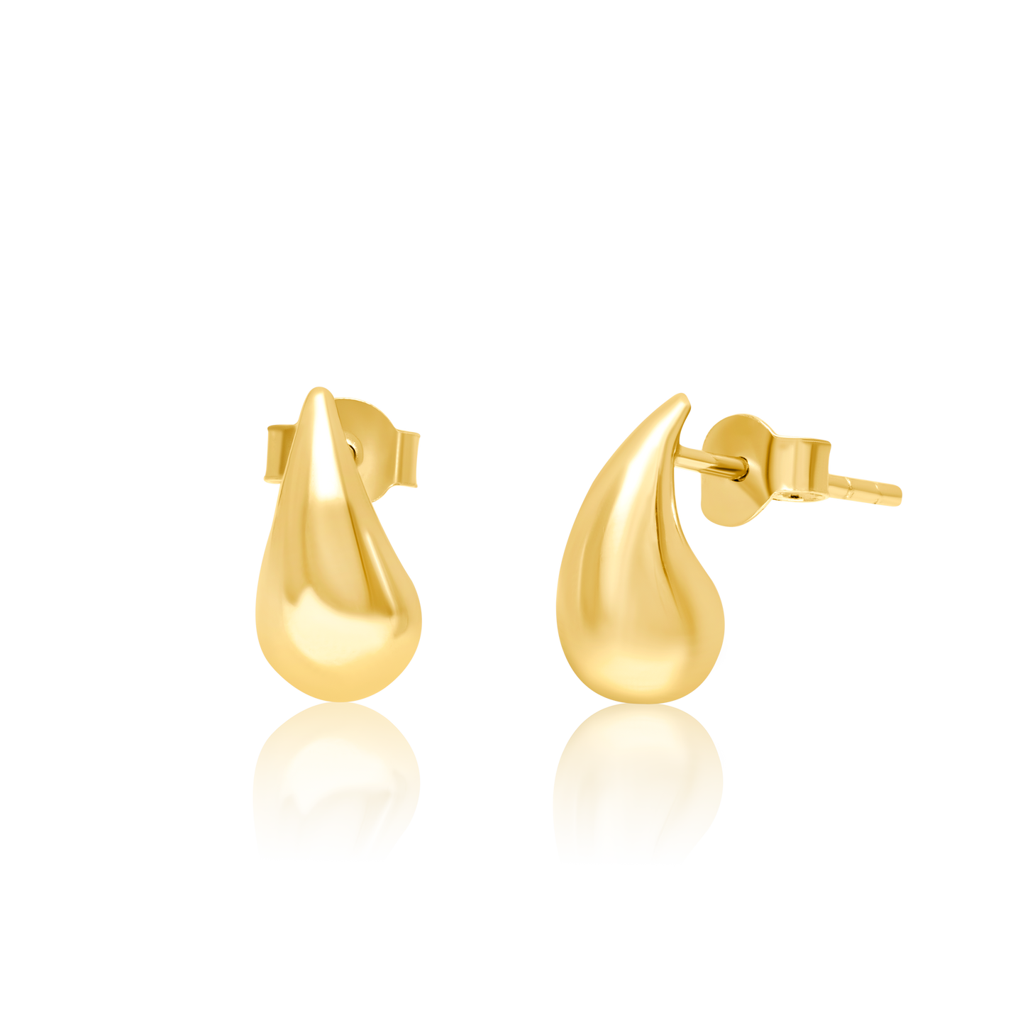 18K Pure Gold Curved Drop Earring Set