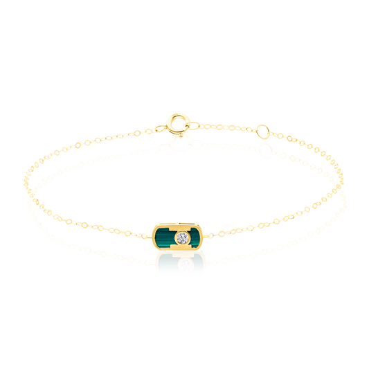 18K Pure Gold Green Stone Bracelet