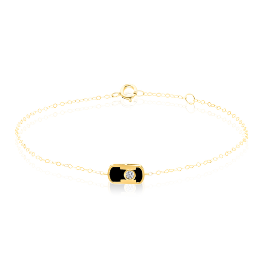 18K Pure Gold Black Stone Jewelry Set