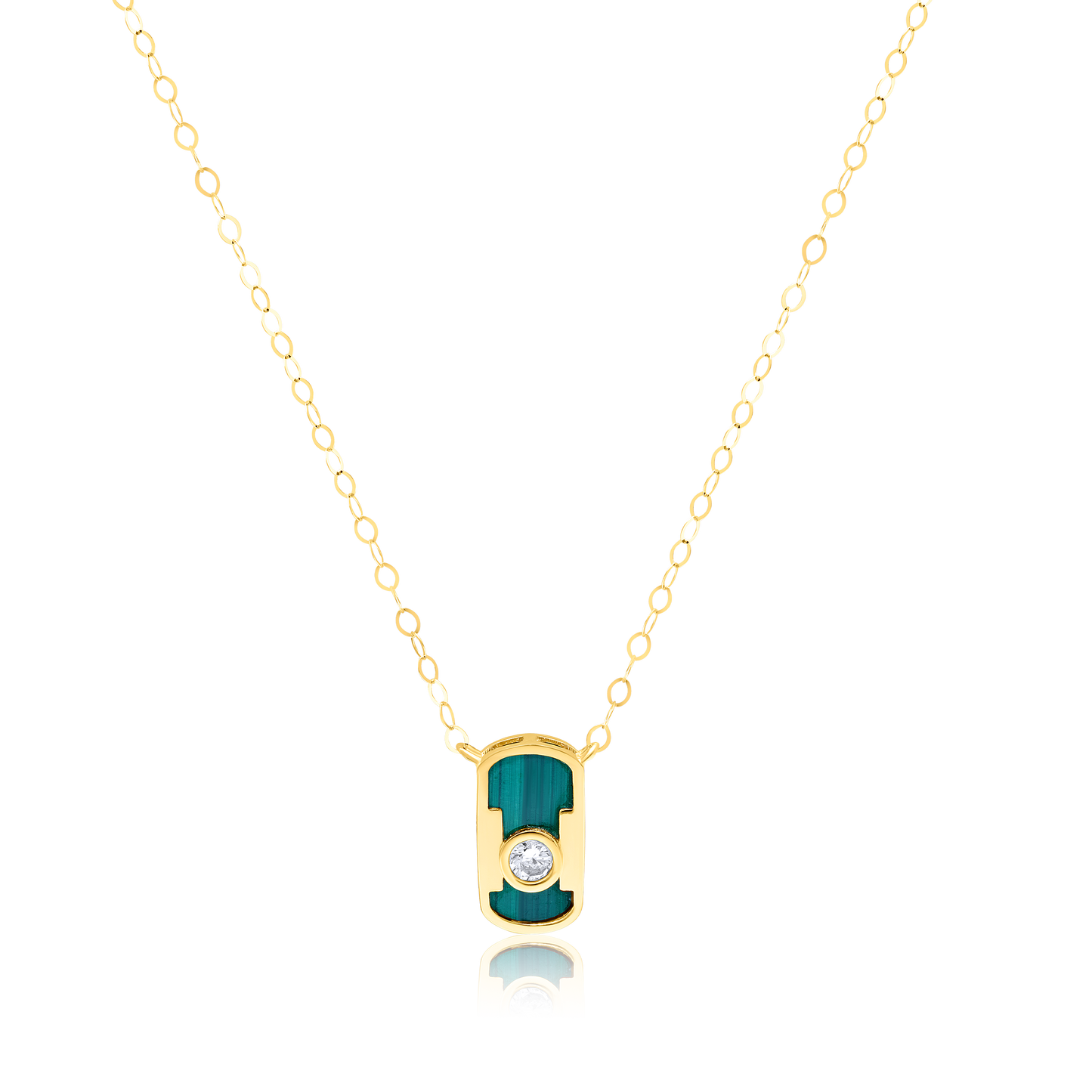 18K Pure Gold Green Stone Necklace