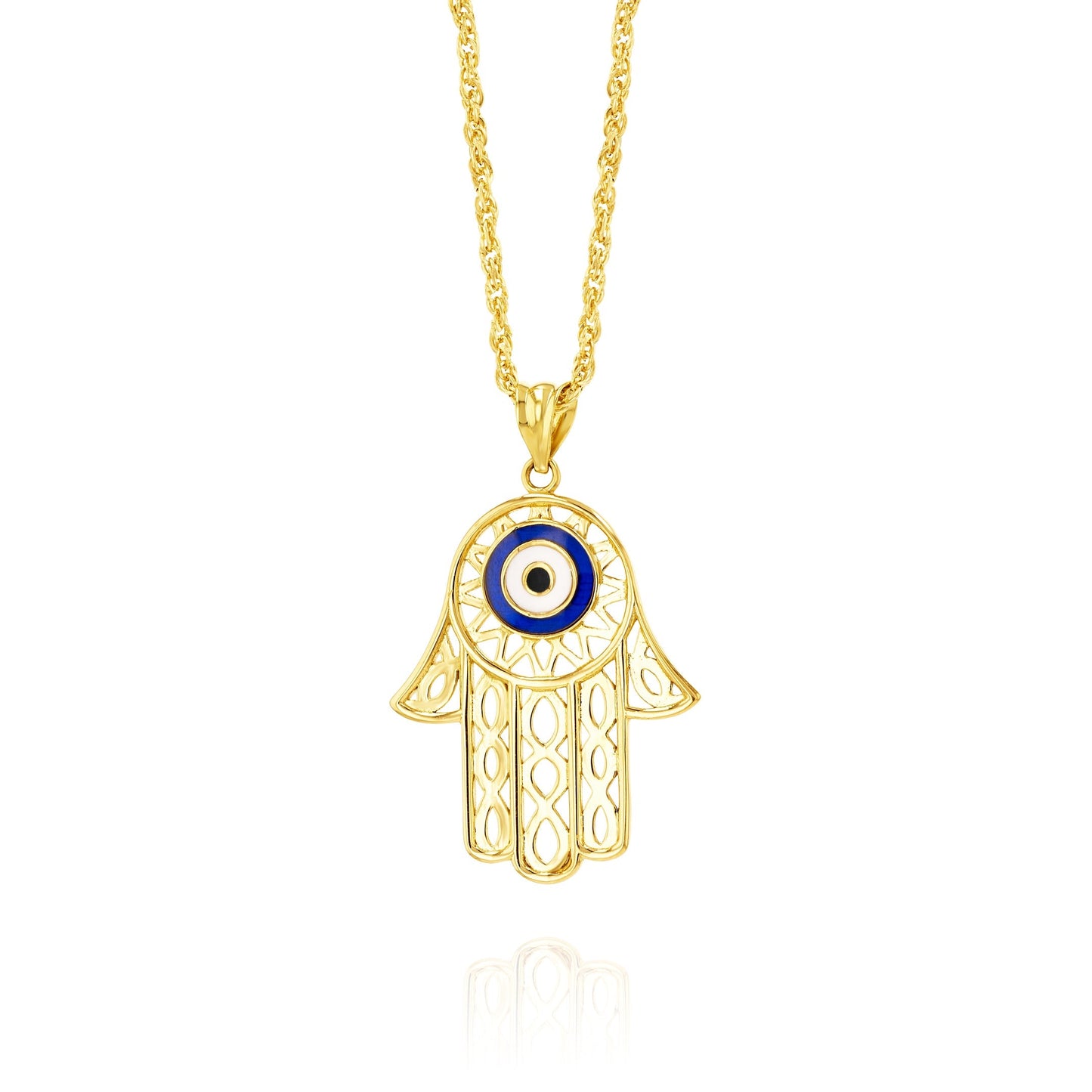 18K Pure Gold Hamsa Palm Necklace
