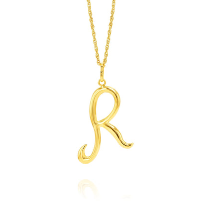 18K Pure Gold Letter R Necklace
