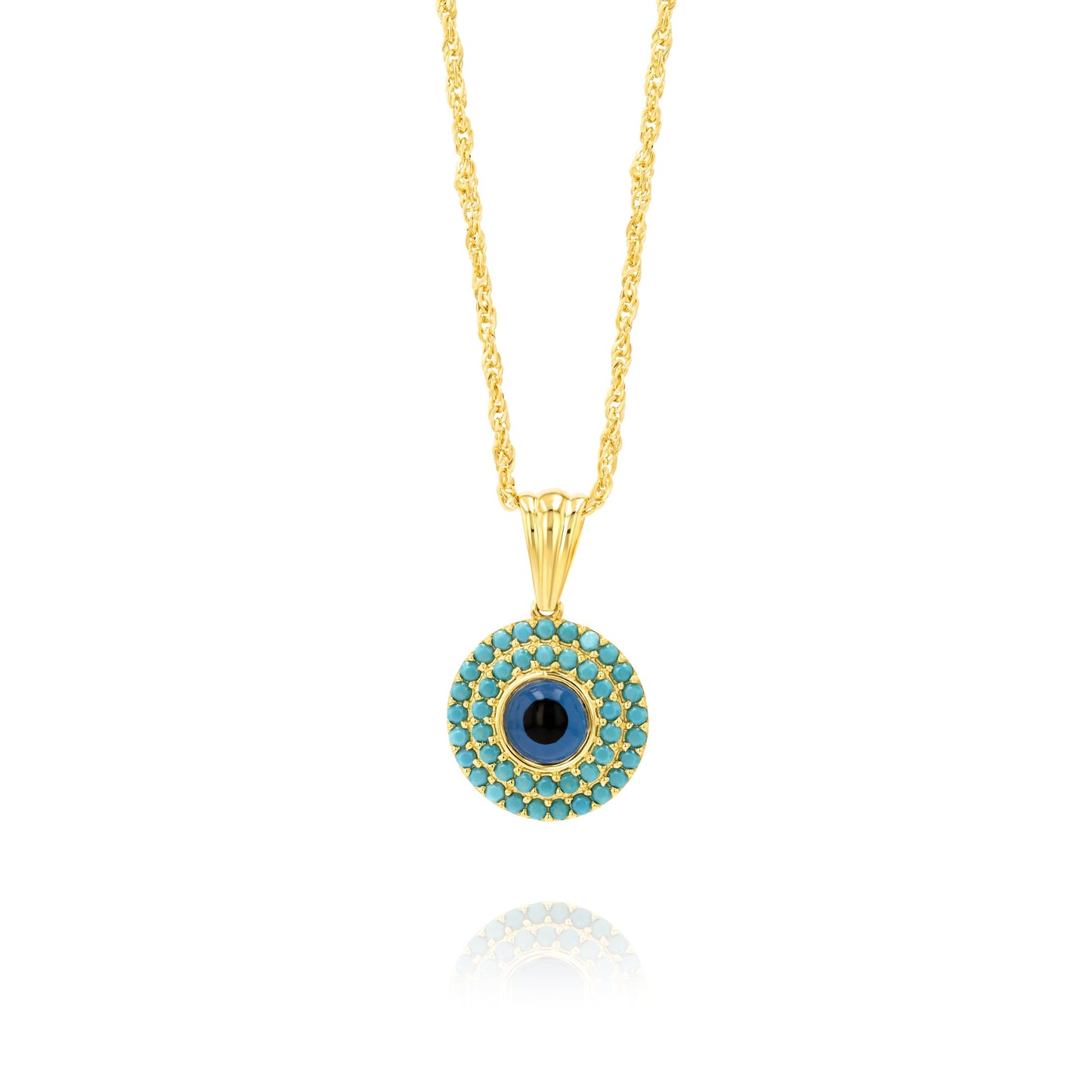 18K Pure Gold Round Eye Necklace