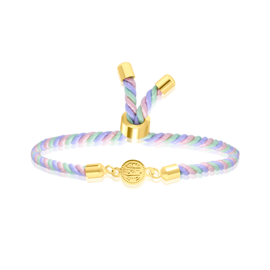 18K Pure Gold Multi Color Thread Coin Bracelet