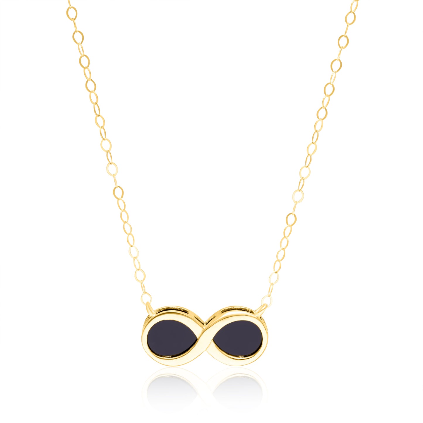18K Pure Gold Infinity Black Necklace