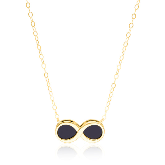 18K Pure Gold Infinity Black Necklace
