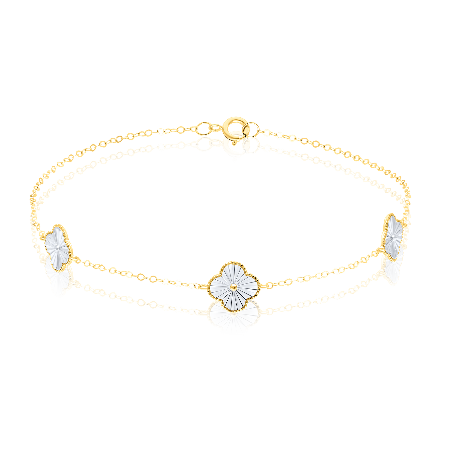 18K Pure Gold White Flower Bracelet