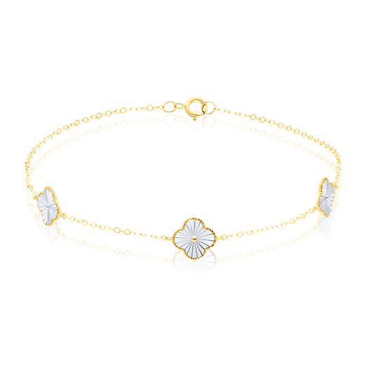 18K Pure Gold White Flower Bracelet