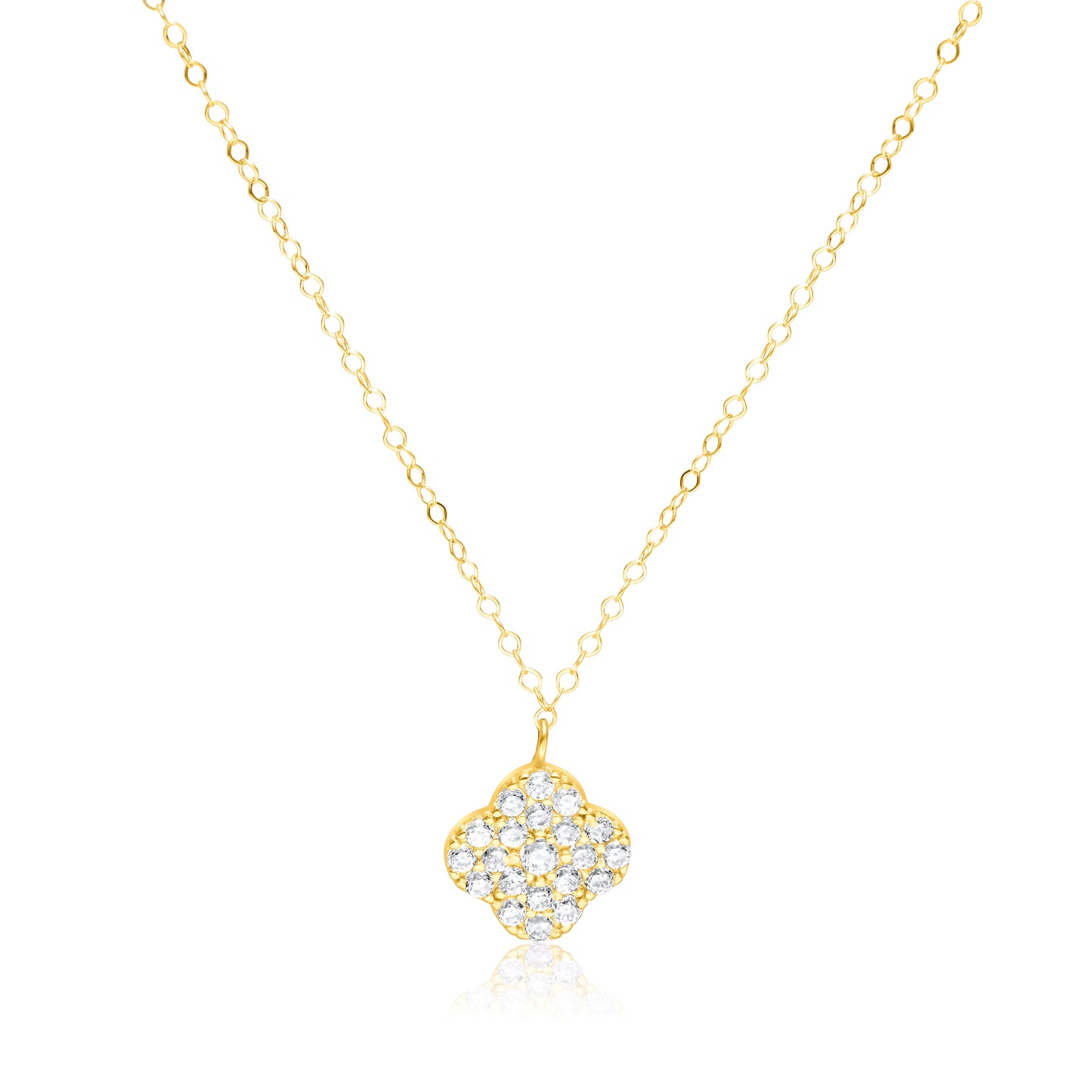 18K Pure Gold Stone Flower Necklace