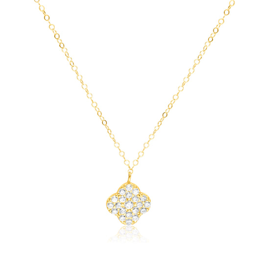 18K Pure Gold Stone Flower Necklace