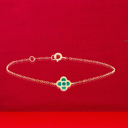 18K Pure Gold Green Flower Bracelet