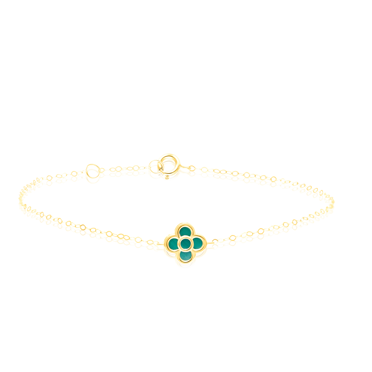 18K Pure Gold Green Flower Bracelet
