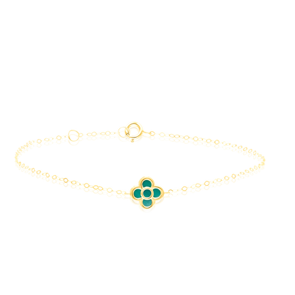 18K Pure Gold Green Flower Bracelet