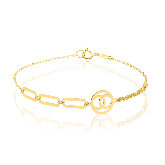 18K Pure Gold C.H Linked Rope Bracelet