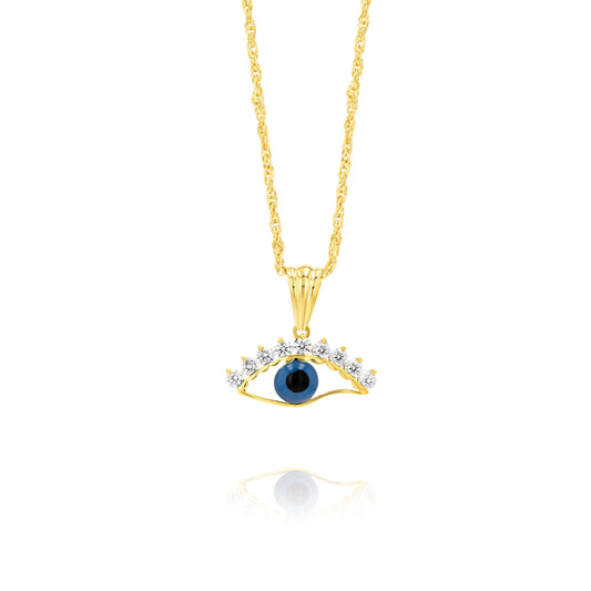 18K Pure Gold Eye Necklace