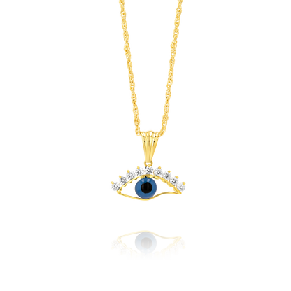 18K Pure Gold Eye Necklace