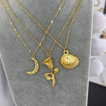 Seashell Necklace, 18K Gold Plated Steel