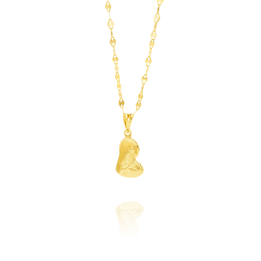 18K Pure Gold Mama Mary Necklace