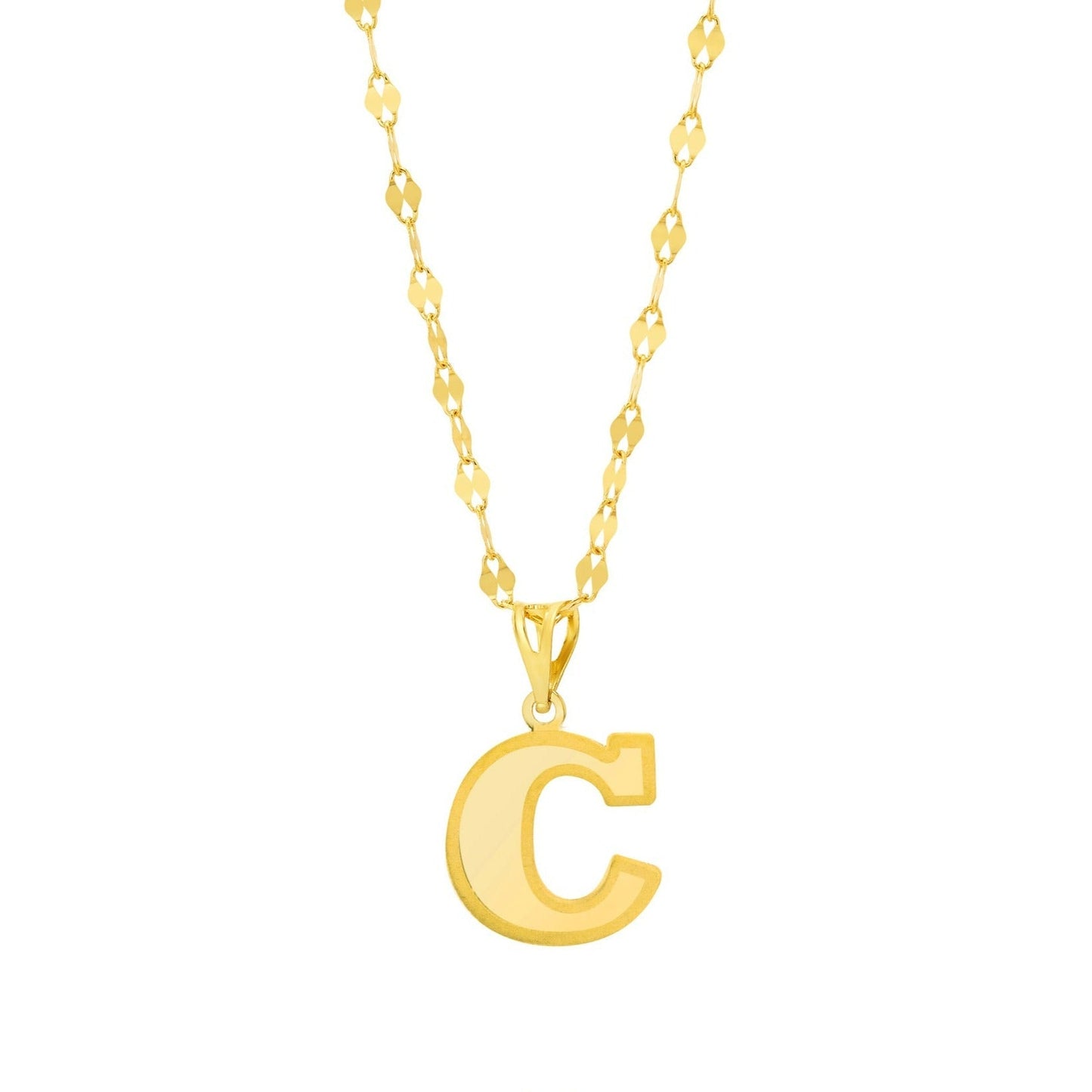 18K Pure Gold Letter C Necklace