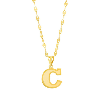 18K Pure Gold Letter C Necklace