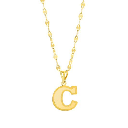 18K Pure Gold Letter C Necklace
